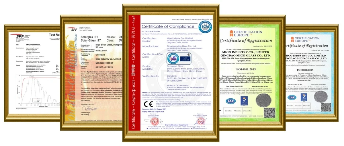 Migo solar glass certification Migo solar glass certification